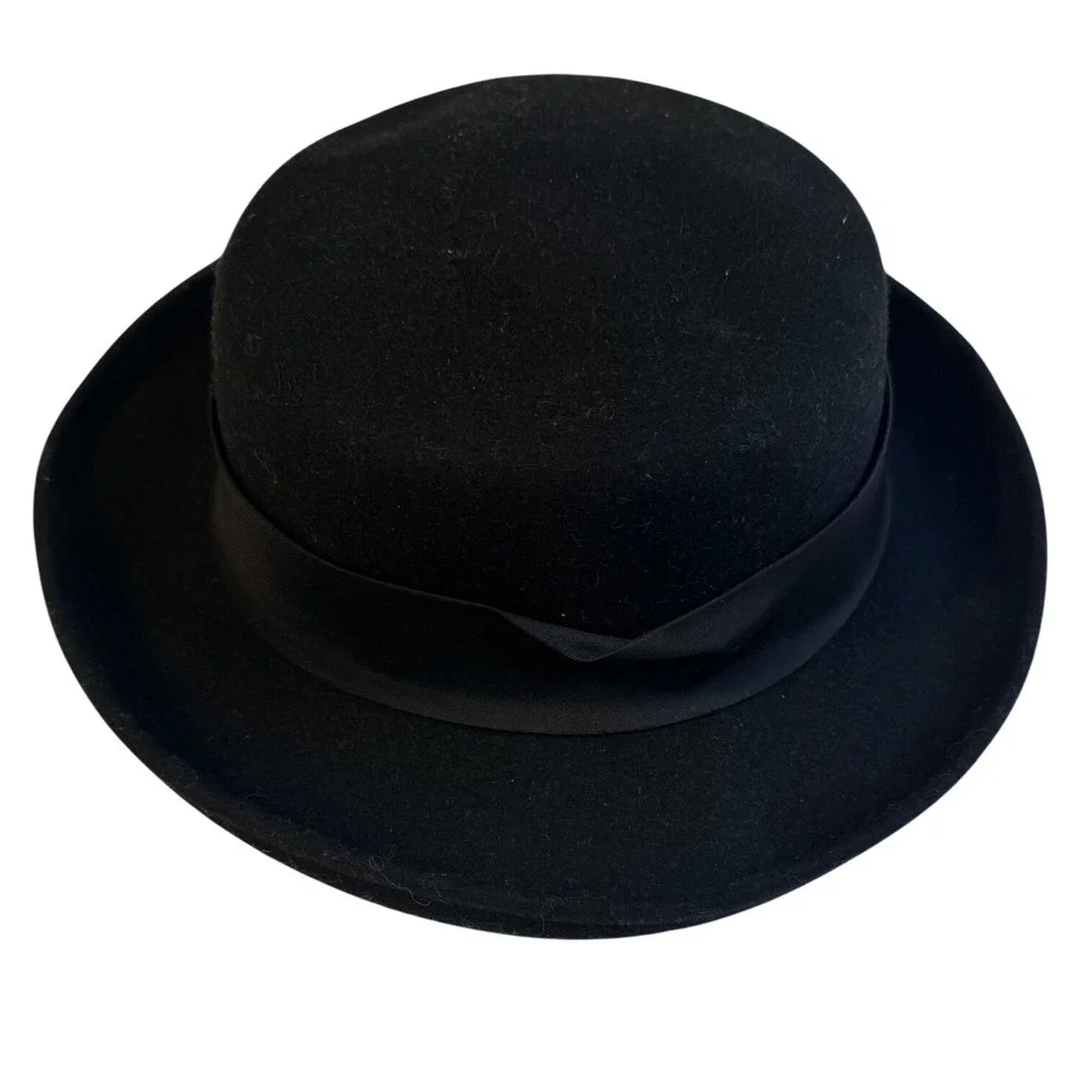 Vintage Ina Too Black Wool Felt Derby Bowler Hat Women's USA Sollman Dorfkin